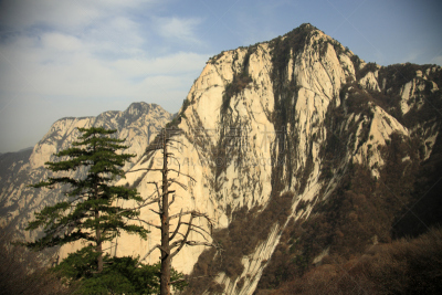 中国,山脉,华山,陕西省,道教,水平画幅,自然地理,无人,户外,山