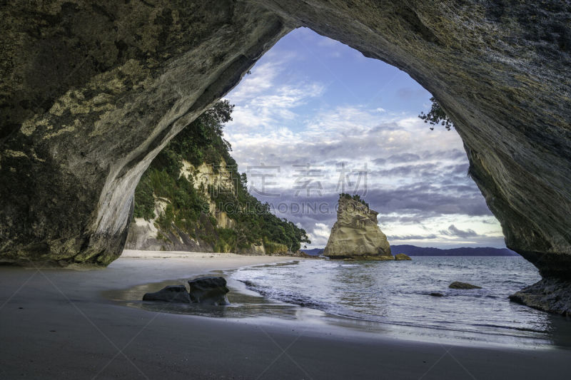 cathedral cove,新西兰,洞穴,科罗曼德尔半岛,看风景,水,沙子,岩层,夏天,拱门