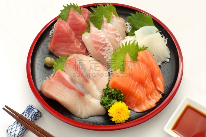 生鱼片,日本食品,鱼类,餐盘,生食,多样,漆的,狮鱼手握寿司,鰤鱼,红笛鲷