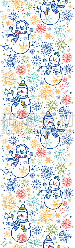垂直画幅,四方连续纹样,幸福,雪人,国境线,绘画插图,边框,雪,新年