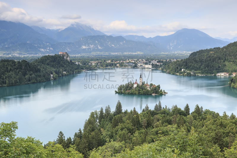 布雷德湖,教堂,岛,航拍视角,都市风景,波悉尼,特里格拉夫国家公园,julian alps,生态旅游,斯洛文尼亚