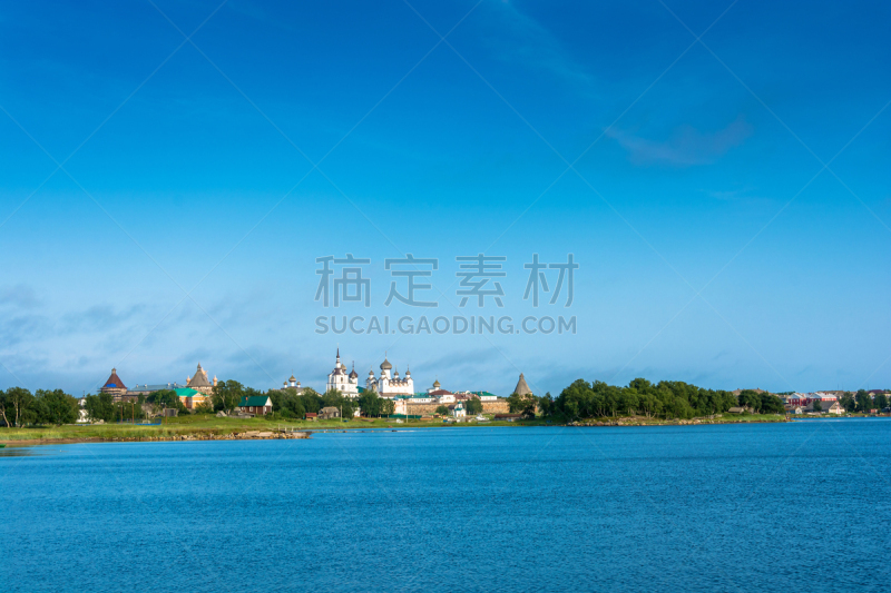 风景,修道院,索洛维茨基群岛,白海,天空,北,水平画幅,无人,户外