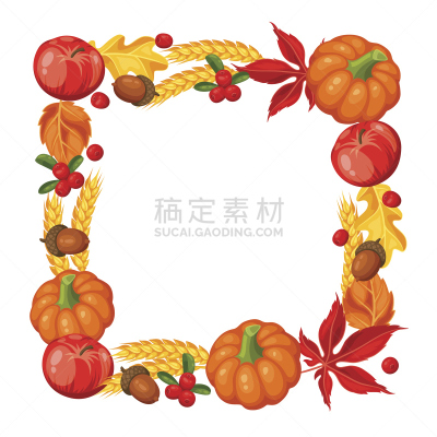 华丽的,边框,白昼,秋天,蔬菜,月桂花冠,橡树果,农业,请柬,贺卡