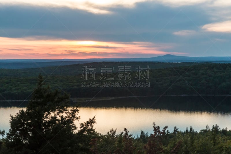 缅因州,海港,云,黄昏,大西洋,夏天,户外,天空,卡迪拉克,自然