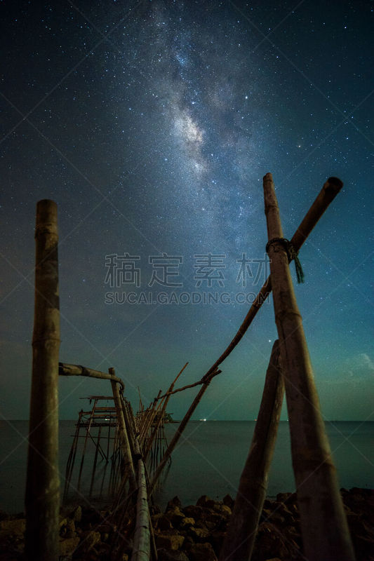 海景,银河系,峇株巴辖,渔业,岩石,天空,马来西亚,星系,栈桥码头,码头