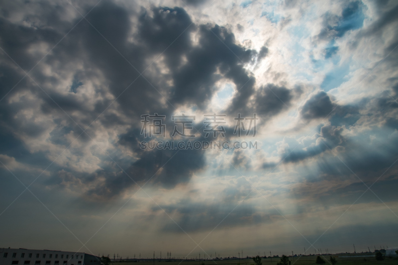 暴风雨,雷雨,前面,天空,美,风,气候,水平画幅,山,无人