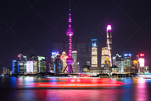 夜晚,浦东,上海,办公室,正面视角,水,天空,美,水平画幅,无人