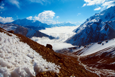 山,雪山,道拉吉利峰,水平画幅,雪,无人,喜马拉雅山脉,户外,高处,冬天