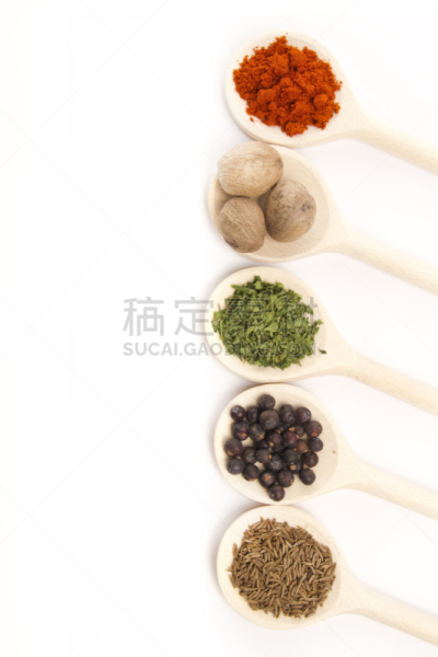 香料,多样,垂直画幅,绿色,肉豆蔻,木制,无人,胡椒,研磨食品,影棚拍摄