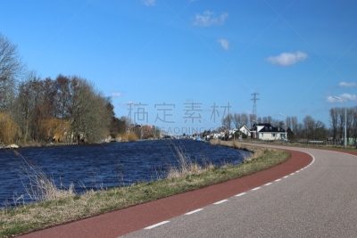 运河,荷兰,戒指,北,水,天空,水平画幅,云,无人,蓝色
