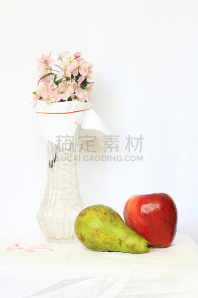 水果,静物,花瓶,仅一朵花,垂直画幅,饮食,梨,无人,摩根的玫瑰,红色