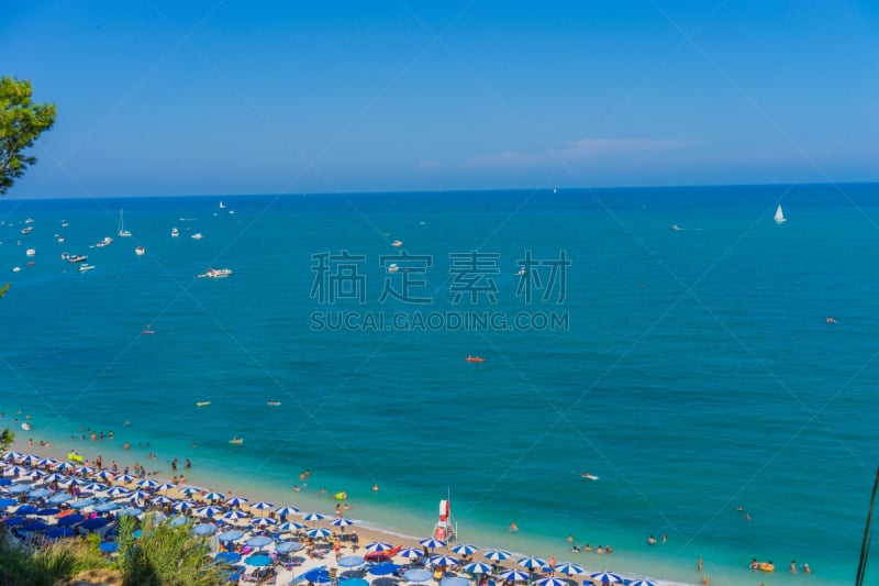 水,天空,水平画幅,无人,夏天,户外,海滩,马尔凯大区,努马纳,风景