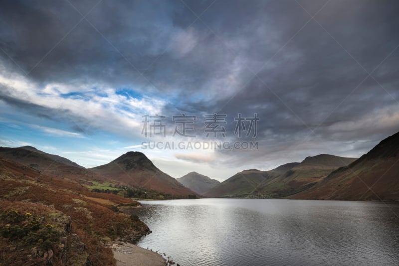 英格兰湖区,水平画幅,山脉,瓦斯特湖,自然美,wastwater湖,斯科菲峰,沃斯代尔黑德,水,天空