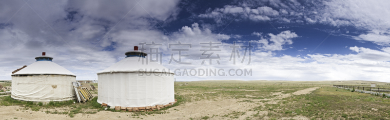 蒙古包,内蒙古自治区,平原,中国,全景,彼格斯盖,呼和浩特,高地,天空,留白