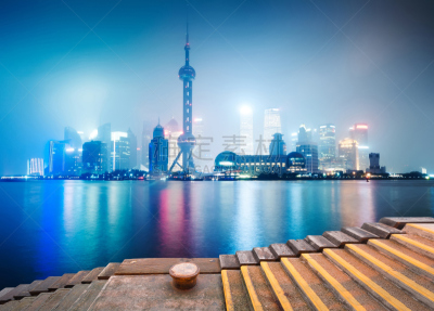 夜晚,上海,自然美,美,水平画幅,建筑,户外,滨水,都市风景,现代