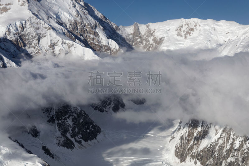 麦金利峰,航拍视角,阿拉斯加,自然,寒冷,雪山,风景,云,图像,雪