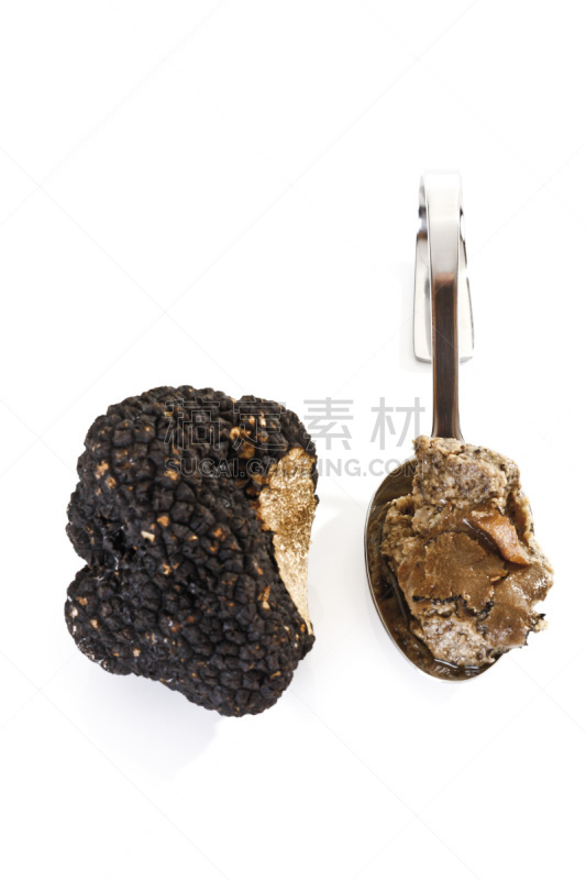 黑色块菌,块菌,汤匙,香蒜酱,罗勒酱,稀缺,垂直画幅,无人,生食,特写