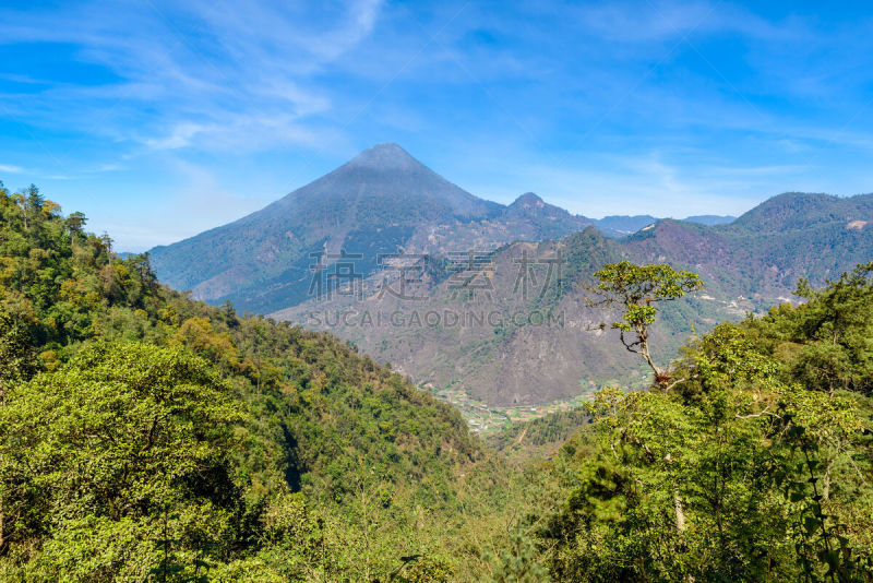 危地马拉,克萨尔特南戈,苏格兰高地,圣玛丽亚火山,伦敦城,活火山,天空,美,水平画幅,山