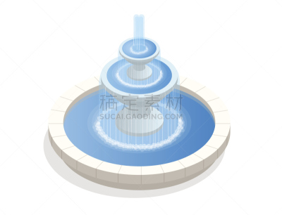 喷泉,矢量,时区,圆形,平视角,白色背景,三只动物,放松,平坦的,放松