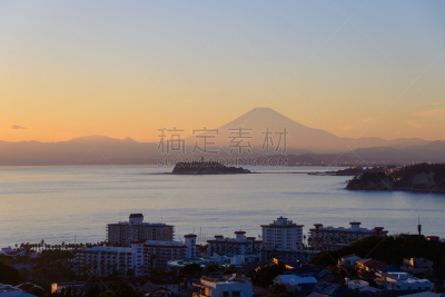 曙暮光,山,富士山,美,城镇景观,水平画幅,无人,日本,户外,著名自然景观
