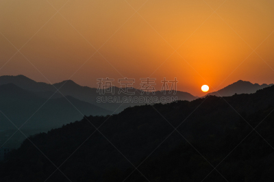 杭州,浙江省,在下面,水平画幅,山,夏天,阴影,户外,阶调图片,黎明