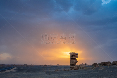 中国,岩石,甘肃省,雅丹,戈壁滩,巨大的,云,橙色,东亚,沙漠
