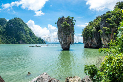 詹姆斯庞德岛,攀牙湾,石灰石,安达曼海,水湾,泰国,普吉岛,洛矶山脉,水,天空