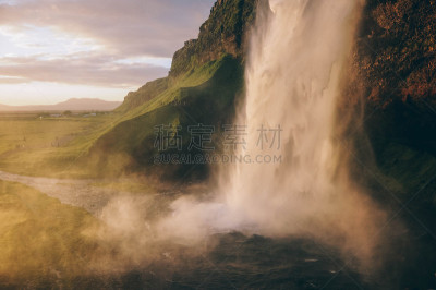 瀑布,夏天,冰岛国,自然,图像,美,seljalandsfoss waterfall,无人,树林瀑布,水