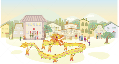 中国龙,舞蹈,狮子舞蹈,龙,乡村,春节,传统,事件,新年前夕,中国