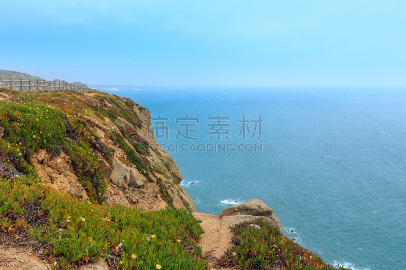 大西洋,葡萄牙,多云,天气,海岸线,风景,sea fig,罗卡角,ice plant,海岬