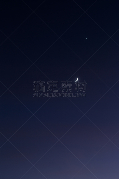 星星,新月形,寂寞,深蓝,天空,垂直画幅,在下面,留白,气候,夜晚