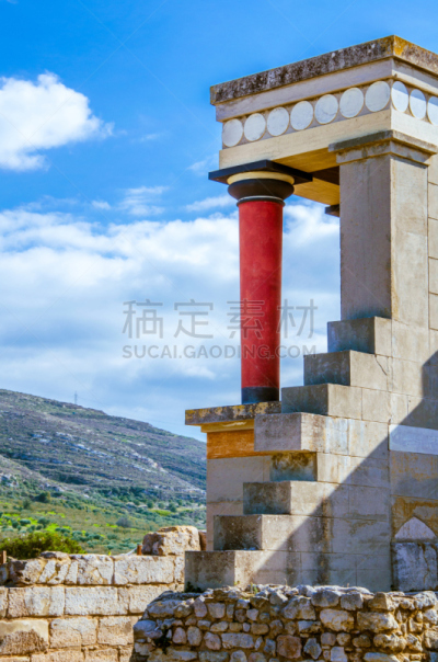 克里特岛,克诺塞斯,希腊,垂直画幅,建筑,无人,宫殿,欧洲,minoan,过去