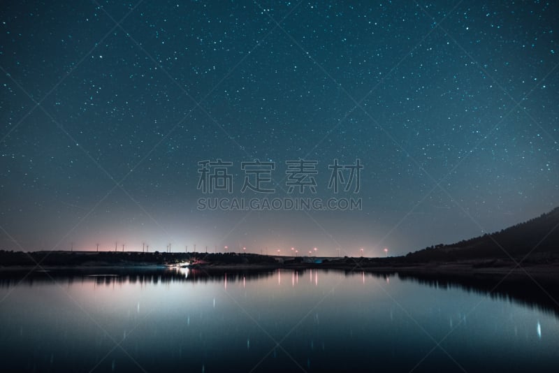 星星,水,天空,留白,大熊座,水平画幅,夜晚,无人,科学,夏天