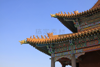 寺庙,特写,屋檐,天空,古董,艺术,水平画幅,传统,动物身体部位,怪异