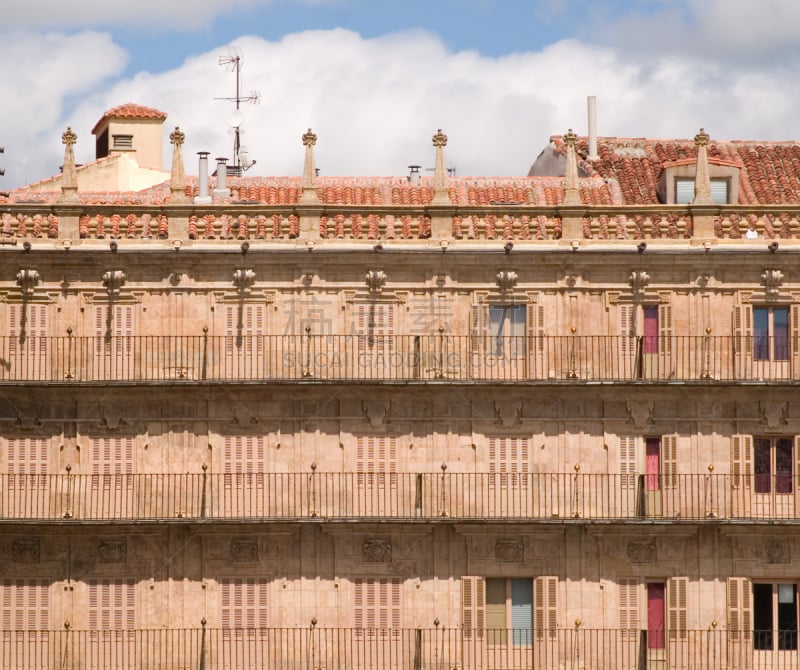 外立面,马德里,大广场,马约尔广场,水平画幅,建筑,无人,古老的,casa de la panaderia,statue of philip iii