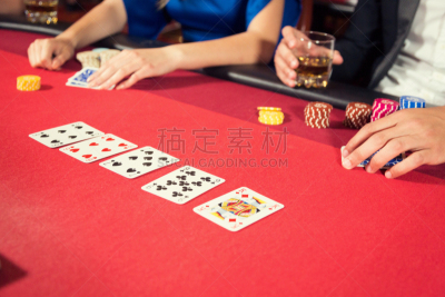 扑克,人,赌场,牌桌,德州扑克,累积赌注,水平画幅,白人,部分,夜生活