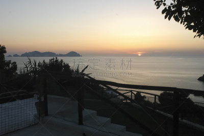 岛,在上面,橙色,黄昏,伊特鲁里亚海,地中海,夏天,户外,意大利,非凡的