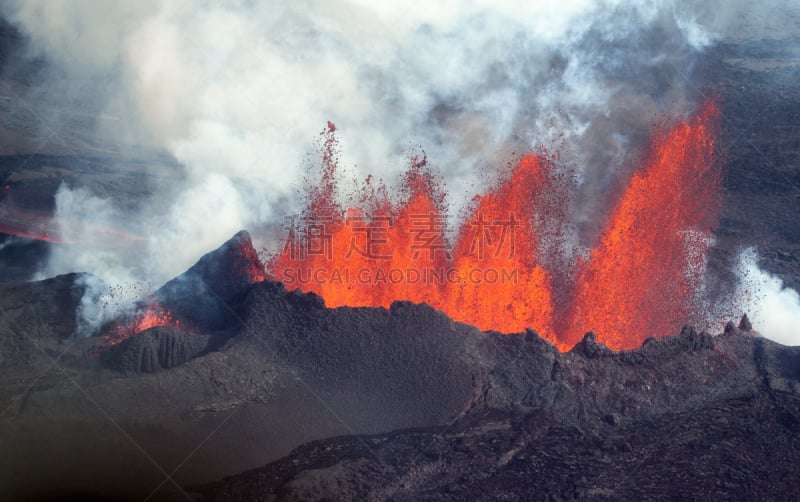 冰岛国,2014年,巴达本加火山,阿斯奇亚火山口,瓦特纳冰原,火山,地震,水平画幅,九月,火山地形