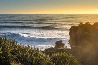punakaiki,薄饼岩,呼吸孔,地形,新西兰,格雷茅斯,新西兰南岛,石灰石,水,美