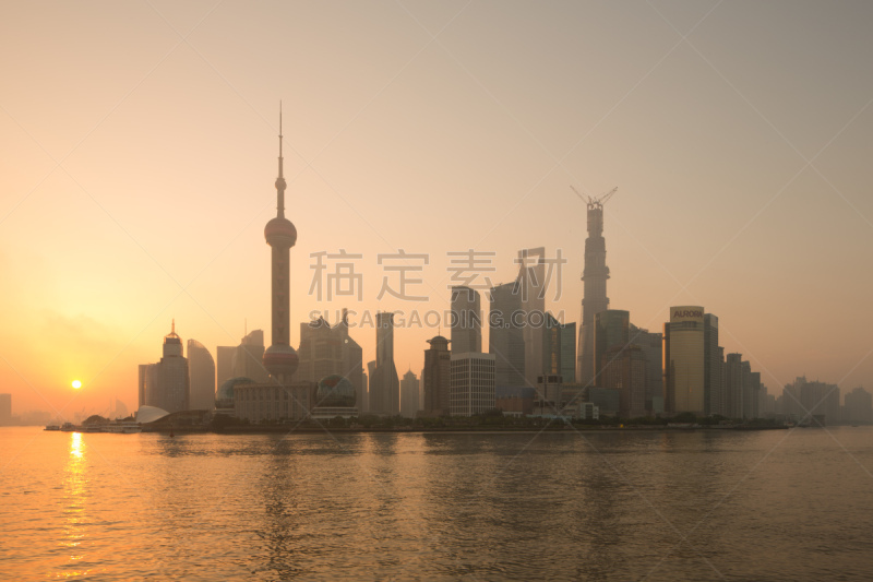 浦东,上海,城市天际线,水平画幅,建筑,夜晚,无人,户外,滨水,都市风景