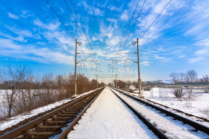 车站月台,德国高速列车,西部乡村乐,天空,水平画幅,雪,无人,铁轨轨道,户外