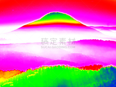 紫外线辐射,山,雾,森林,风景,热成像,无形的,热霾,错觉,温度