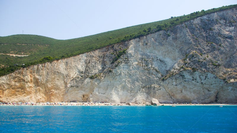 波尔图卡特斯基海滩,莱夫卡斯,希腊,海滩,爱奥尼亚海,旅途,热带气候,客轮,地中海,户外