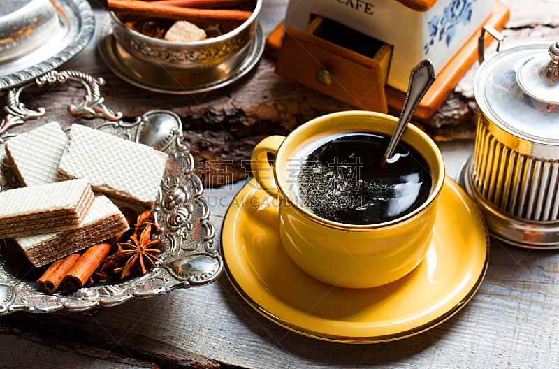 黑咖啡,烤咖啡豆,早餐,水平画幅,无人,饮料,咖啡,黑色,甜食,咖啡机