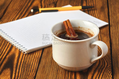 肉桂,笔记本,木制,咖啡杯,背景,机织织物,特写,文字,绳子,串