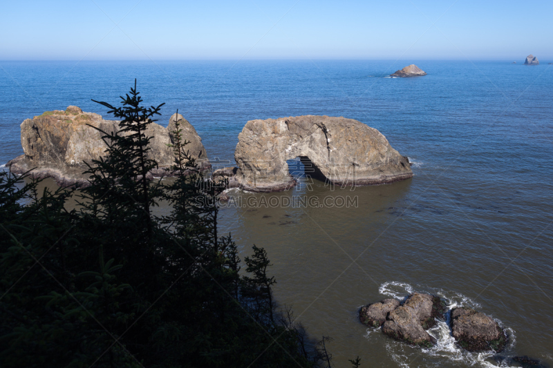 奥勒冈海滨,岩石,自然拱,风景,图像,海洋,太平洋,美国,无人,海岸线