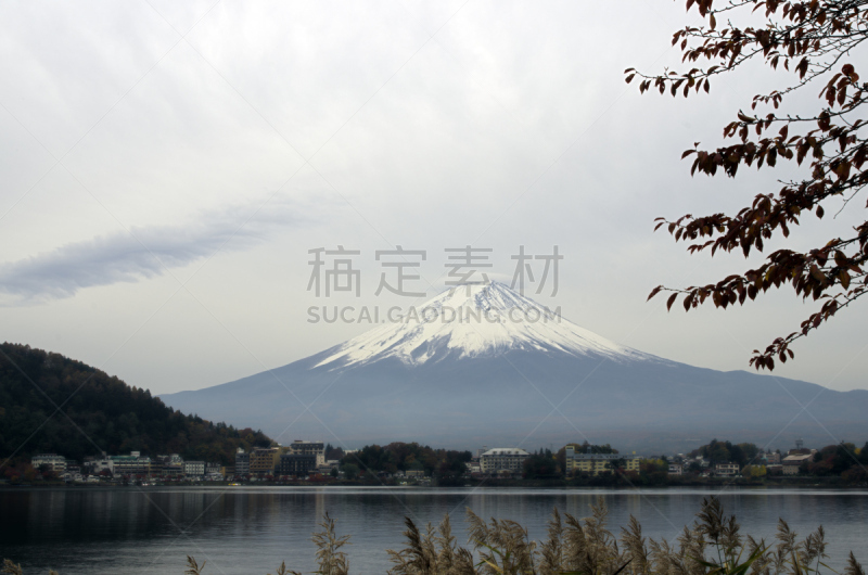 山梨县,富士山,季节,秋天,日本,河口湖,富士河口湖,火山地形,水,天空