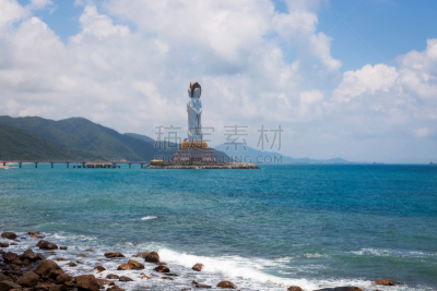 三亚,阴阳符,海南省,观音菩萨,女神,天空,水平画幅,符号,旅行者,户外