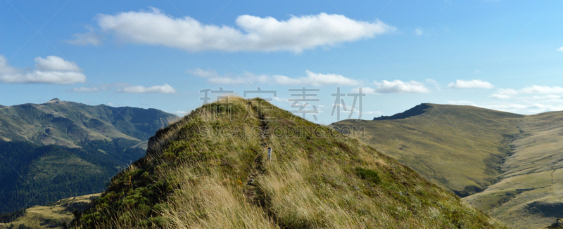 奥弗涅,火山,视点,视角,越野赛跑,山脊,法国,小路,岩石,夏天