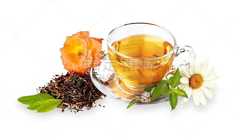 茶,花茶,茶叶,干花,芳香的,水平画幅,无人,干的,饮料,特写